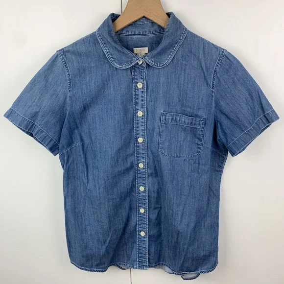 Crew Tops J Crew Peter Pan Collar Chambray Denim Short